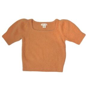 Happily Gray melon orange cropped short sleeve soft fuzzy sweater Size XS